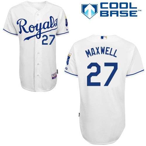 Justin Maxwell #27 MLB Jersey-Kansas City Royals Men's Authentic Home White Cool Base Baseball Jersey